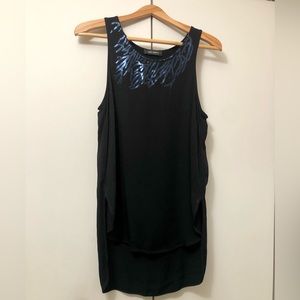 Cop. Copine Sleeveless Black Top with metallic blue embellishments - Size M